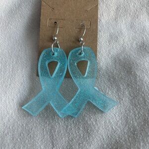 Blue Awareness Ribbon Earrings